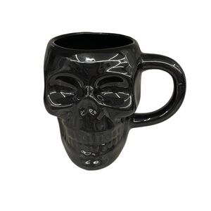 Black Skull Shaped Ceramic Figural Mug